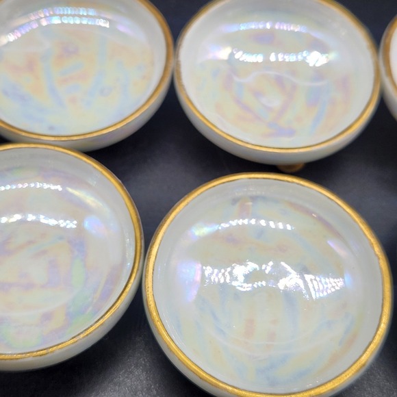 Royal Bavaria Set of 6 2" Salt Cellers Iridescent Pearlescent Gold Trim Ceramic - Picture 6 of 8
